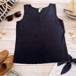 Lauren Ralph Lauren Womens Tank Top 2X Navy Blue Ribbed Cotton Classic Preppy